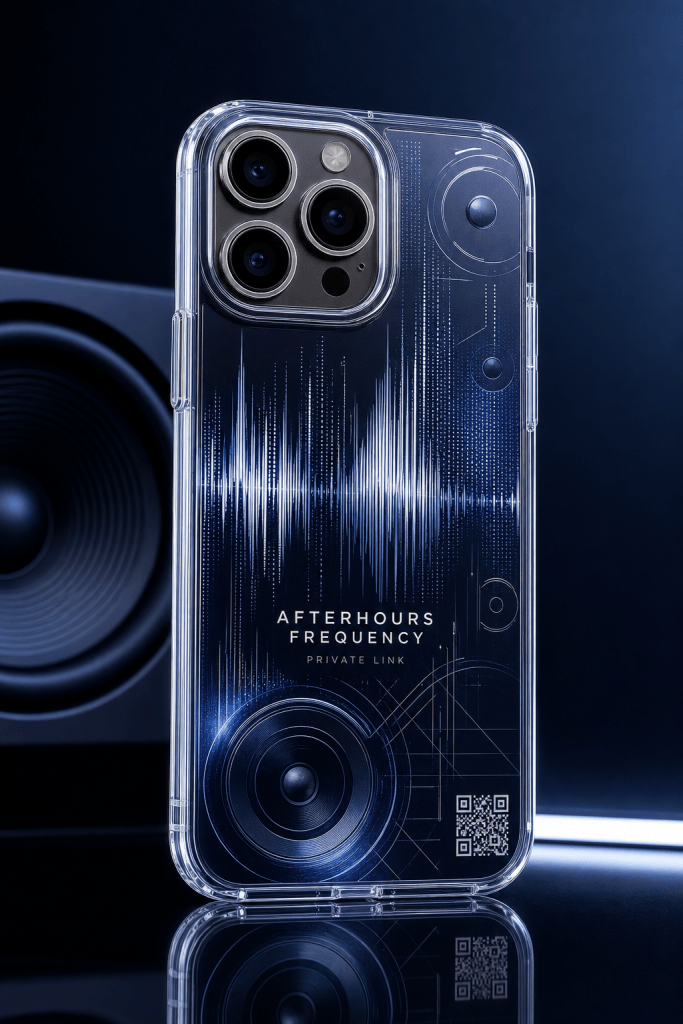 Afterhours Frequency clear phone case with glossy music frequency UV print