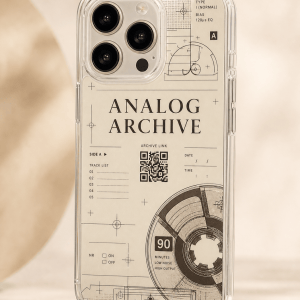 Analog Archive clear phone case with glossy cassette-inspired UV print