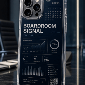 Boardroom Signal clear phone case with glossy business dashboard UV print