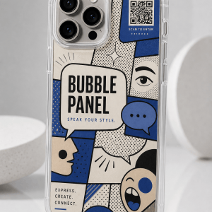 Bubble Panel clear phone case with glossy original cartoon UV print