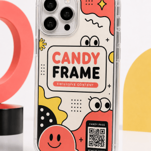 Candy Frame clear phone case with glossy original cartoon UV print