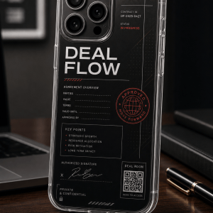 Deal Flow clear phone case with glossy business access UV print