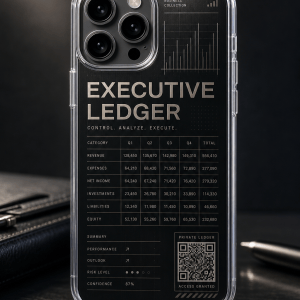 Executive Ledger clear phone case with glossy business UV print