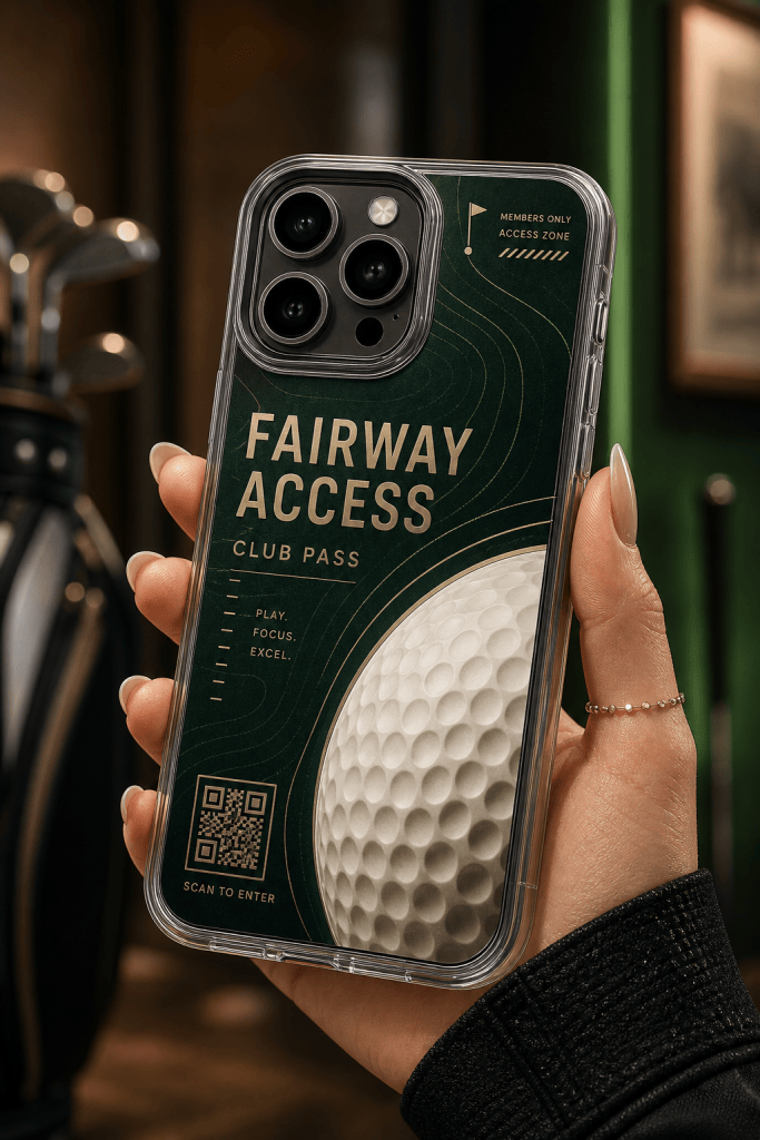 Golf Fairway Access clear phone case with glossy golf club UV print