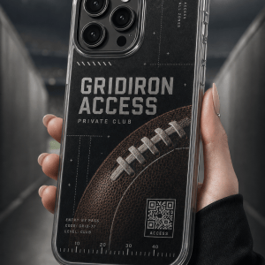 Gridiron Access clear phone case with glossy football club UV print
