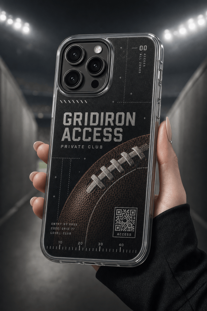 Gridiron Access clear phone case with glossy football club UV print