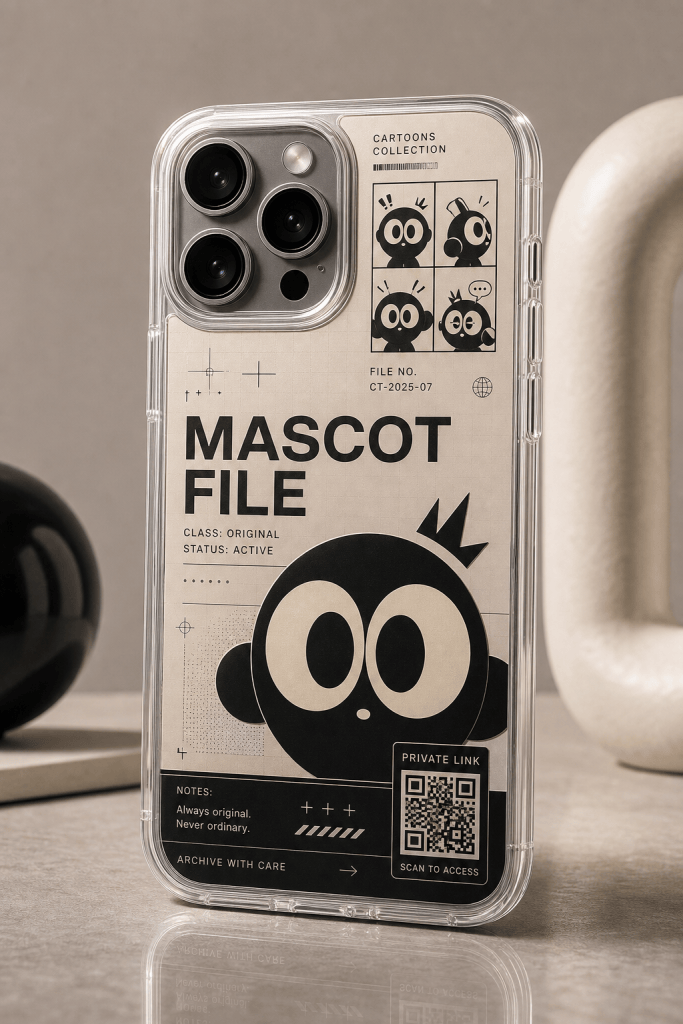 Mascot File clear phone case with glossy original cartoon UV print