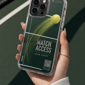 Match Access Tennis clear phone case with glossy tennis club UV print