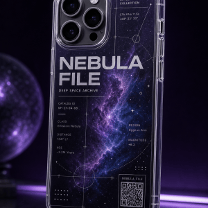 Nebula File clear phone case with glossy space UV print