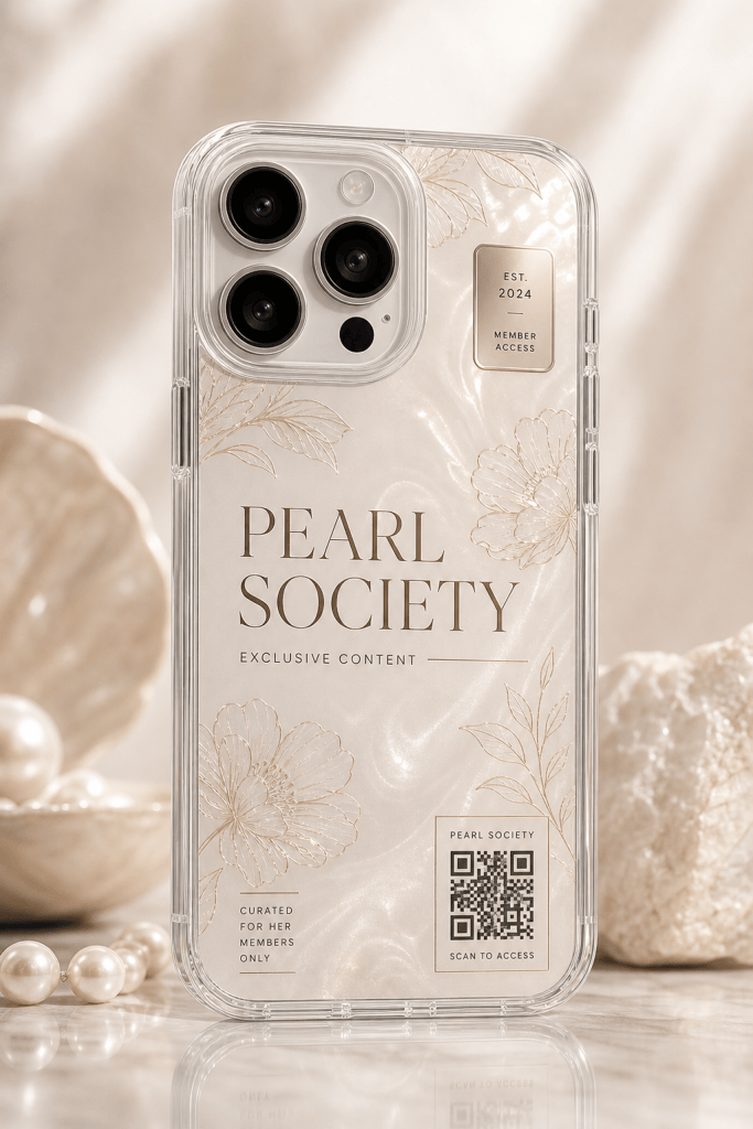 Pearl Society clear phone case with glossy botanical UV print