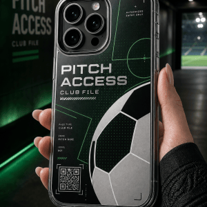 Pitch Access Club clear phone case with glossy soccer club UV print