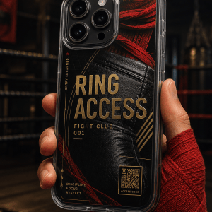 Ring Access Fight clear phone case with glossy fight-night UV print