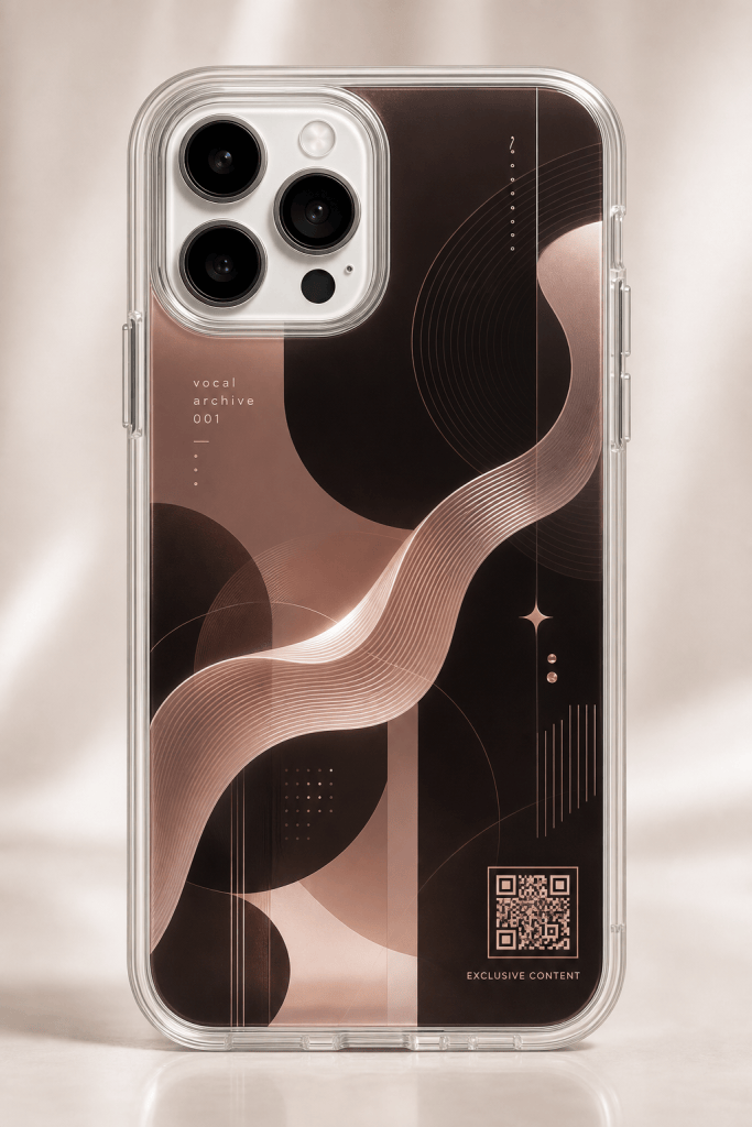 Soft R&B Archive clear phone case with glossy artist-inspired vocal archive UV print