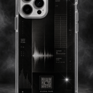 Trap Noir Ledger clear phone case with glossy artist-inspired dark audio UV print