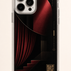 Velvet Stage Access clear phone case with glossy artist-inspired stage UV print